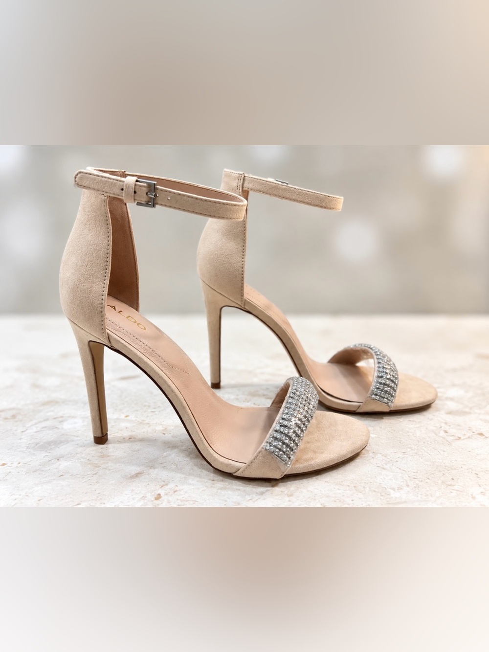 Aldo Larenna-32 Rhinestone Ankle Strap Heels – Size 8